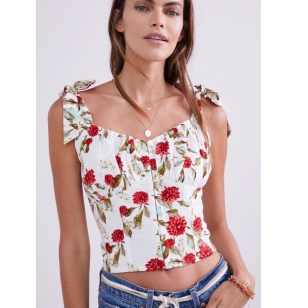 Anthropologie Flower Cropped Tank.